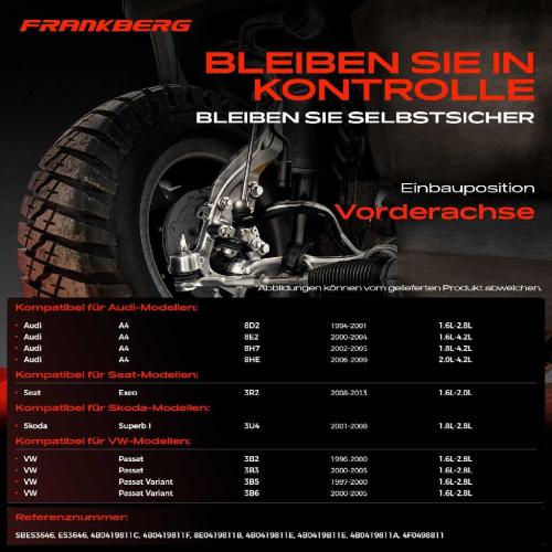 2x Spurstangenkopf Vorderachse für VW Passat Variant Audi A4 Avant Cabriolet A6 A8 Allroad Seat Exeo ST Bild 2x Spurstangenkopf Vorderachse für VW Passat Variant Audi A4 Avant Cabriolet A6 A8 Allroad Seat Exeo ST