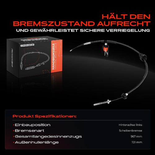 1x Seilzug Feststellbremse Hinterachse links für BMW X5 E70 F15 F85 X6 E71 E72 2.0L-4.8L Bild 1x Seilzug Feststellbremse Hinterachse links für BMW X5 E70 F15 F85 X6 E71 E72 2.0L-4.8L