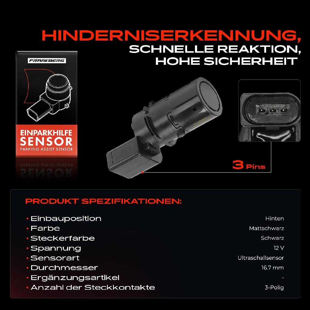 1x Parksensor PDC Sensor Hinten für VW T5 7E 7H Audi A6 4B2 4F2 4FH 4B5 4F5
