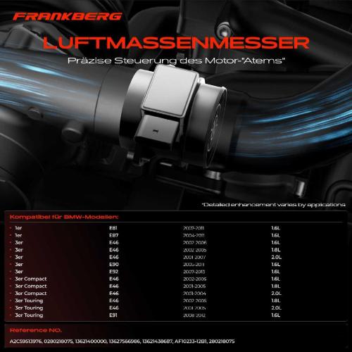 1x Luftmassenmesser für BMW 1er E81 E87 3er E46 E90 E92 3er Compact E46 3er Touring E91 2001-2013 Bild 1x Luftmassenmesser für BMW 1er E81 E87 3er E46 E90 E92 3er Compact E46 3er Touring E91 2001-2013