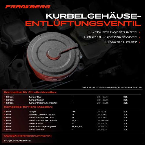 1x Ventil Kurbelgehäusentlüftung für Ford Transit FB Citroën Land Rover Peugeot Bild 1x Ventil Kurbelgehäusentlüftung für Ford Transit FB Citroën Land Rover Peugeot