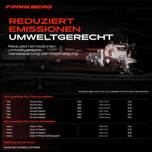 Frankberg 1x AGR-Ventil Abgasrückführungsventil für Fiat Ducato Bus Kasten Pritsche/Fahrgestell Iveco Daily IV IV IV Bild Frankberg 1x AGR-Ventil Abgasrückführungsventil für Fiat Ducato Bus Kasten Pritsche/Fahrgestell Iveco Daily IV IV IV