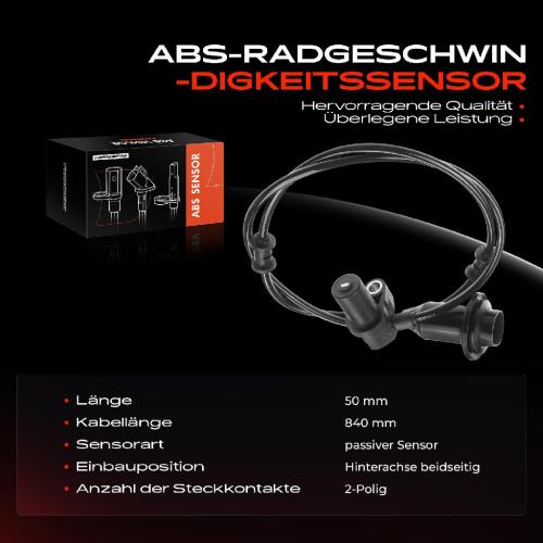 1x ABS Sensor Hinterachse beidseitig für Mercedes-Benz A-Klasse W168 Vaneo 414 1.4L 1.6L 1.7L 1.9L 1997-2005 Bild 1x ABS Sensor Hinterachse beidseitig für Mercedes-Benz A-Klasse W168 Vaneo 414 1.4L 1.6L 1.7L 1.9L 1997-2005