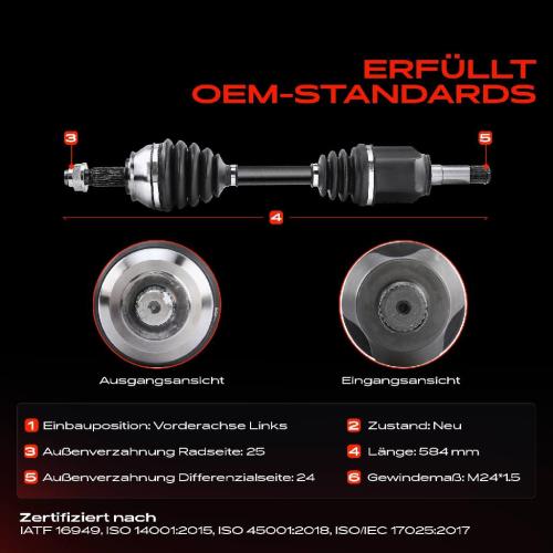 1x Antriebswelle Vorderachse Links für Fiat Fiorino 225 Qubo 225 Bild 1x Antriebswelle Vorderachse Links für Fiat Fiorino 225 Qubo 225