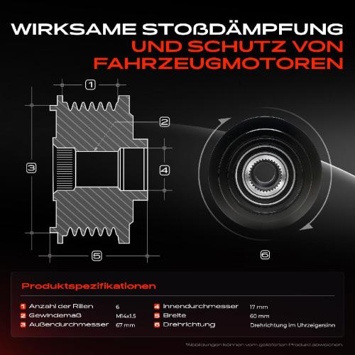 1x Generatorfreilauf Lichtmaschine für Citroën C1 Toyota Aygo Yaris Peugeot 1.0L Bild 1x Generatorfreilauf Lichtmaschine für Citroën C1 Toyota Aygo Yaris Peugeot 1.0L