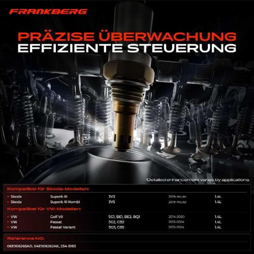 Frankberg 1x Lambdasonde Regelsonde Vor Katalysator für VW Golf VII Passat Variant 3G2 CB2 3G5 CB5 Skoda Superb III Bild Frankberg 1x Lambdasonde Regelsonde Vor Katalysator für VW Golf VII Passat Variant 3G2 CB2 3G5 CB5 Skoda Superb III