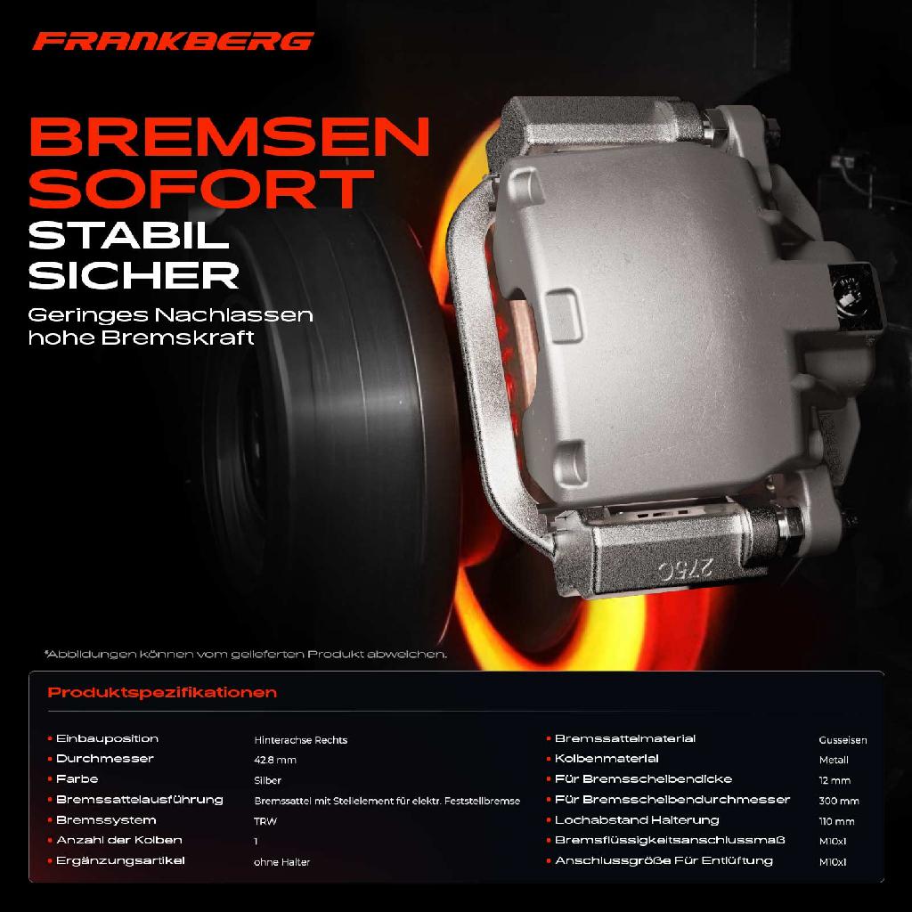 1x Bremssattel Hinterachse Rechts für Audi A4 8K2 A5 8T3 Q5 8RB 2007-2017