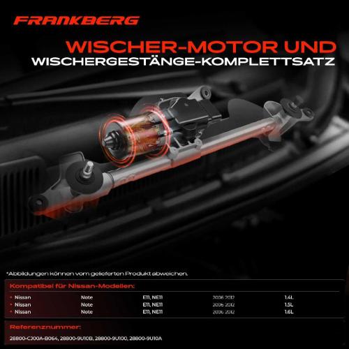 Frankberg 1x Wischerarm Scheibenwischer Vorne für Nissan Note E11 NE11 2006-2012 Bild Frankberg 1x Wischerarm Scheibenwischer Vorne für Nissan Note E11 NE11 2006-2012