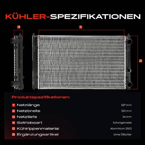 Frankberg 1x Kühler Wasserkühler Motorkühler für VW Caddy II Polo Seat Cordoba Inca 6K1 6K9 Bild Frankberg 1x Kühler Wasserkühler Motorkühler für VW Caddy II Polo Seat Cordoba Inca 6K1 6K9