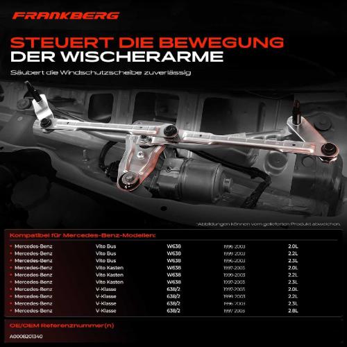 1x Wischergestänge Vorne für Mercedes-Benz V-Klasse 638/2 Vito Kasten W638 Bild 1x Wischergestänge Vorne für Mercedes-Benz V-Klasse 638/2 Vito Kasten W638