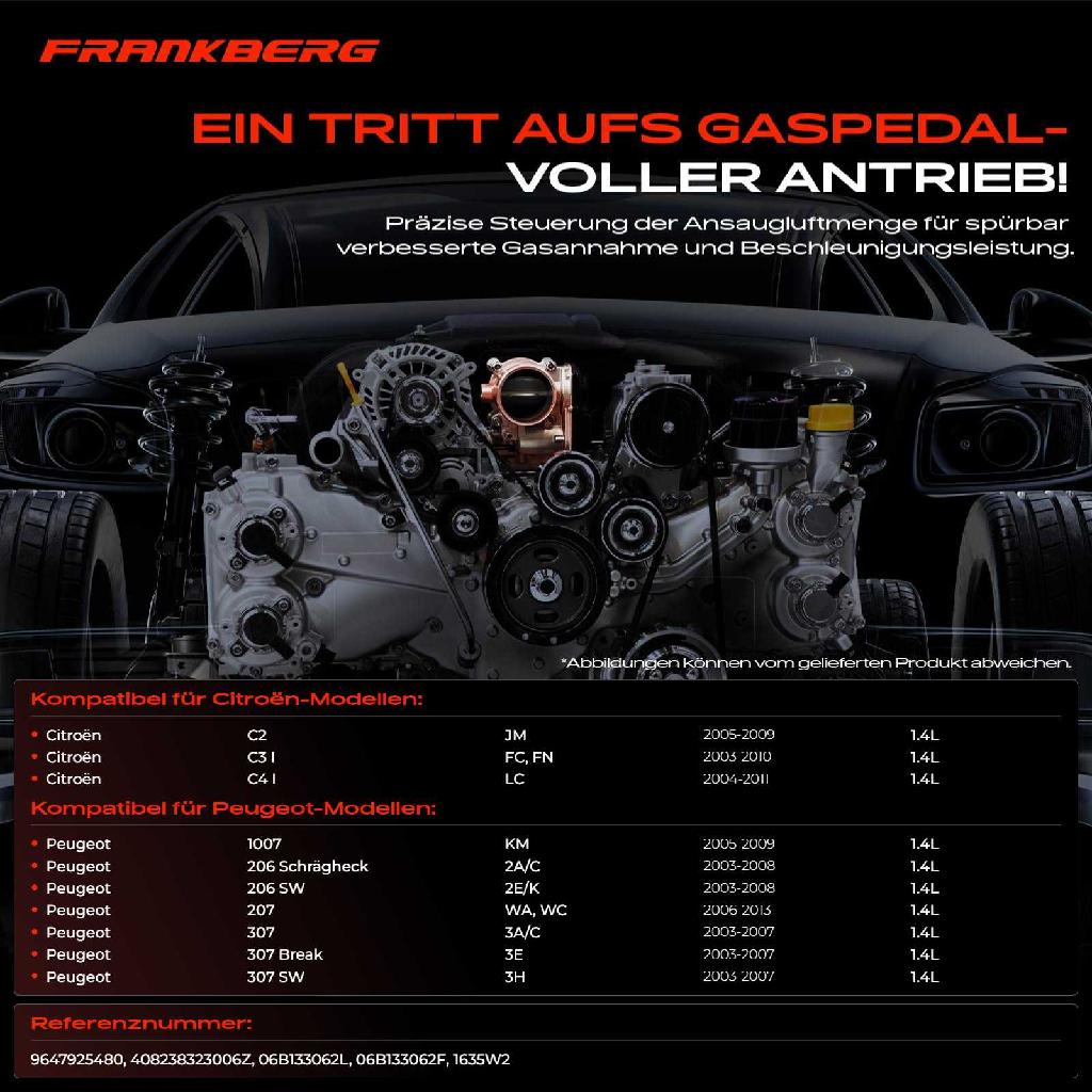 1x Drosselklappe Drosselklappenstutzen für Citroën C2 C3 I C4 I Peugeot 206 207 307 1007 1.4L