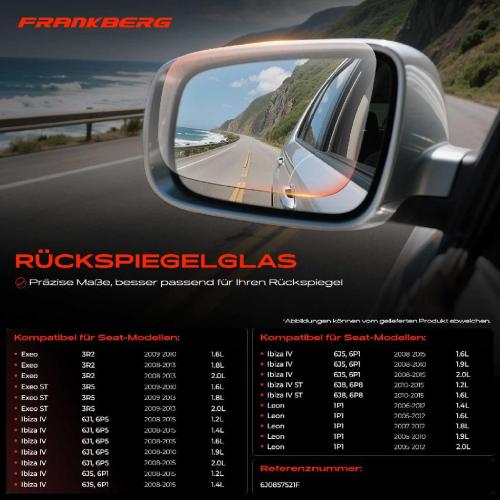 1x Spiegelglas Außenspiegel links für Seat Ibiza IV 6J5 6P1 Leon 1P1 Exeo ST Bild 1x Spiegelglas Außenspiegel links für Seat Ibiza IV 6J5 6P1 Leon 1P1 Exeo ST