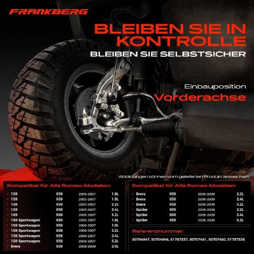 1x Querlenker Satz Vorderachse für Alfa Romeo 159 Sportwagon Brera Spider 2.2L 2.4L 3.2L 2005-2009 Bild 1x Querlenker Satz Vorderachse für Alfa Romeo 159 Sportwagon Brera Spider 2.2L 2.4L 3.2L 2005-2009