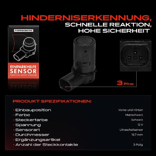 Frankberg 1x Parksensor PDC Sensor Vorne und Hinten für Saab 9-5 YS3E Ford Jaguar Bild Frankberg 1x Parksensor PDC Sensor Vorne und Hinten für Saab 9-5 YS3E Ford Jaguar