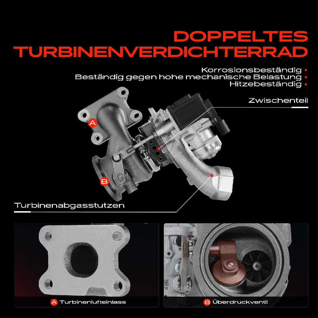 1x Abgasturbolader für VW Golf Polo Sharan Tiguan Touran Audi A1 Sportback A3 Cabriolet Limousine Seat Skoda