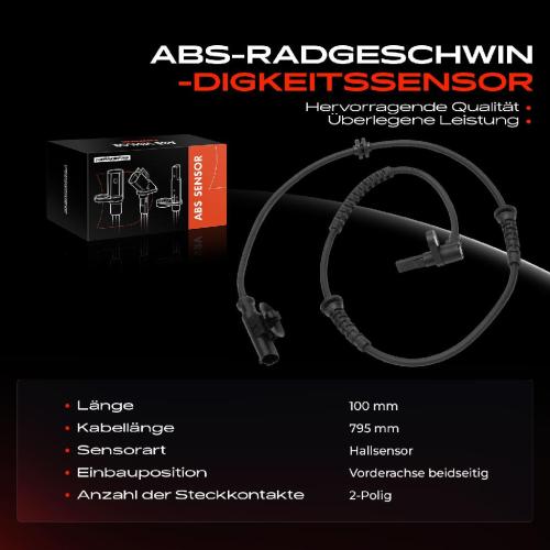 Frankberg 1x ABS Sensor Vorderachse beidseitig für Fiat Tipo Kombi Schrägheck Stufenheck 1.0L 1.2L Bj ab 2015 Bild Frankberg 1x ABS Sensor Vorderachse beidseitig für Fiat Tipo Kombi Schrägheck Stufenheck 1.0L 1.2L Bj ab 2015