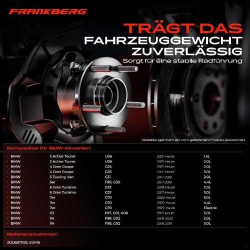 Frankberg 1x Radnabe Radlagersatz Vorderachse beidseitig f r BMW U06 G26 G31 G30 G32 G70 G01 G08 F98 G02 Bild Frankberg 1x Radnabe Radlagersatz Vorderachse beidseitig f r BMW U06 G26 G31 G30 G32 G70 G01 G08 F98 G02