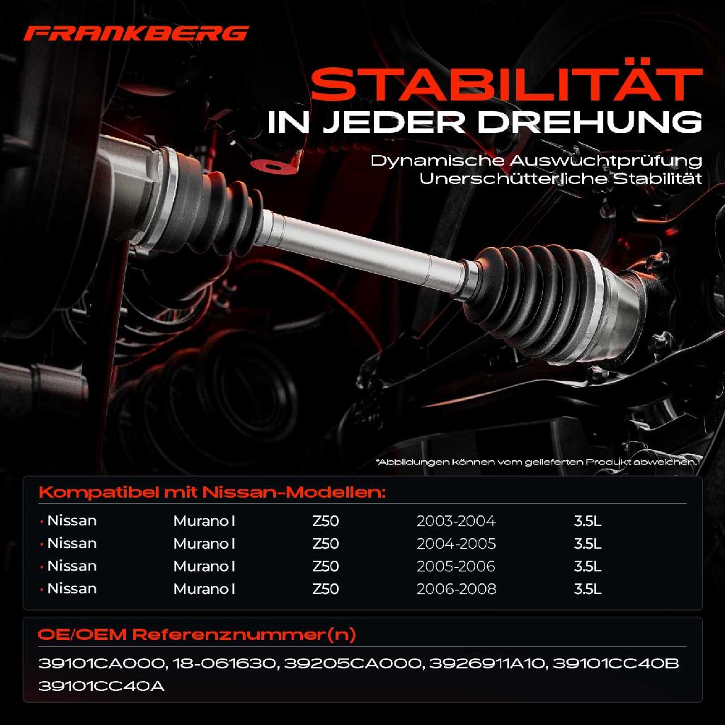 1x Antriebswelle Vorderachse Links für Nissan Murano Z50 3.5L 2003-2008