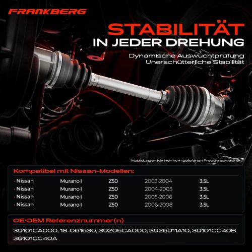 1x Antriebswelle Vorderachse Links für Nissan Murano Z50 3.5L 2003-2008 Bild 1x Antriebswelle Vorderachse Links für Nissan Murano Z50 3.5L 2003-2008