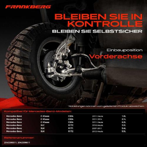 Frankberg 1x Querlenker Satz Vorderachse für Mercedes-Benz C-Klasse Coupe C204 SLC R172 SLK R171 R172 Bj ab 2007 Bild Frankberg 1x Querlenker Satz Vorderachse für Mercedes-Benz C-Klasse Coupe C204 SLC R172 SLK R171 R172 Bj ab 2007