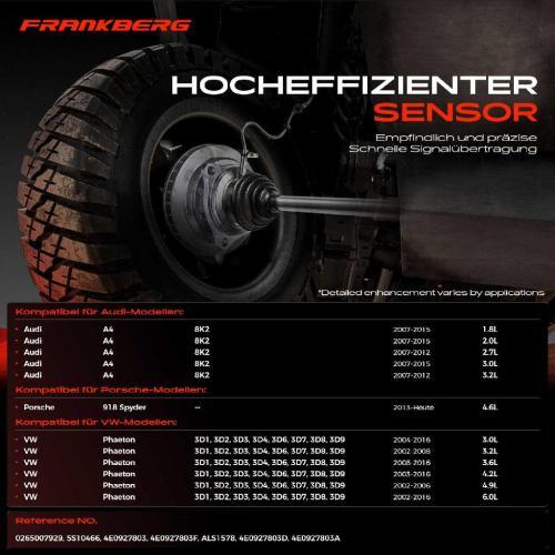 Frankberg 1x ABS Sensor Vorderachse links für VW Phaeton Audi A4 Avant Porsche 918 Spyder 1.8L 4.9L 6.0L Bj ab 2002 Bild Frankberg 1x ABS Sensor Vorderachse links für VW Phaeton Audi A4 Avant Porsche 918 Spyder 1.8L 4.9L 6.0L Bj ab 2002