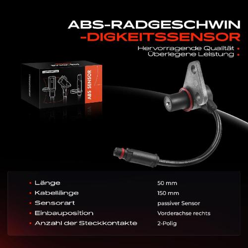 1x ABS Sensor Vorderachse rechts für Mercedes-Benz SL R129 2.8L 3.0L 3.2L 5.0L 6.0L 1989-2001 Bild 1x ABS Sensor Vorderachse rechts für Mercedes-Benz SL R129 2.8L 3.0L 3.2L 5.0L 6.0L 1989-2001