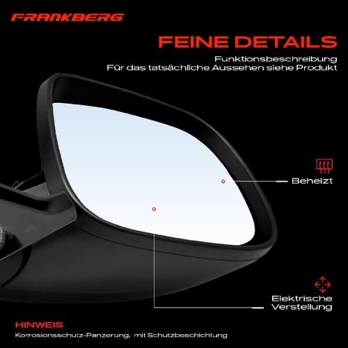 Frankberg 1x Außenspiegel Rechts für VW Multivan V Transporter V Bus 7E 7H 2.0L 2006-2015 Bild Frankberg 1x Außenspiegel Rechts für VW Multivan V Transporter V Bus 7E 7H 2.0L 2006-2015