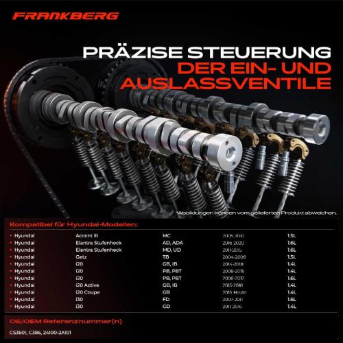 Frankberg 1x Nockenwelle für Hyundai Accent i20-i40 KIA Carens III IV Cee'D Cerato Bj ab 2004 Bild Frankberg 1x Nockenwelle für Hyundai Accent i20-i40 KIA Carens III IV Cee'D Cerato Bj ab 2004