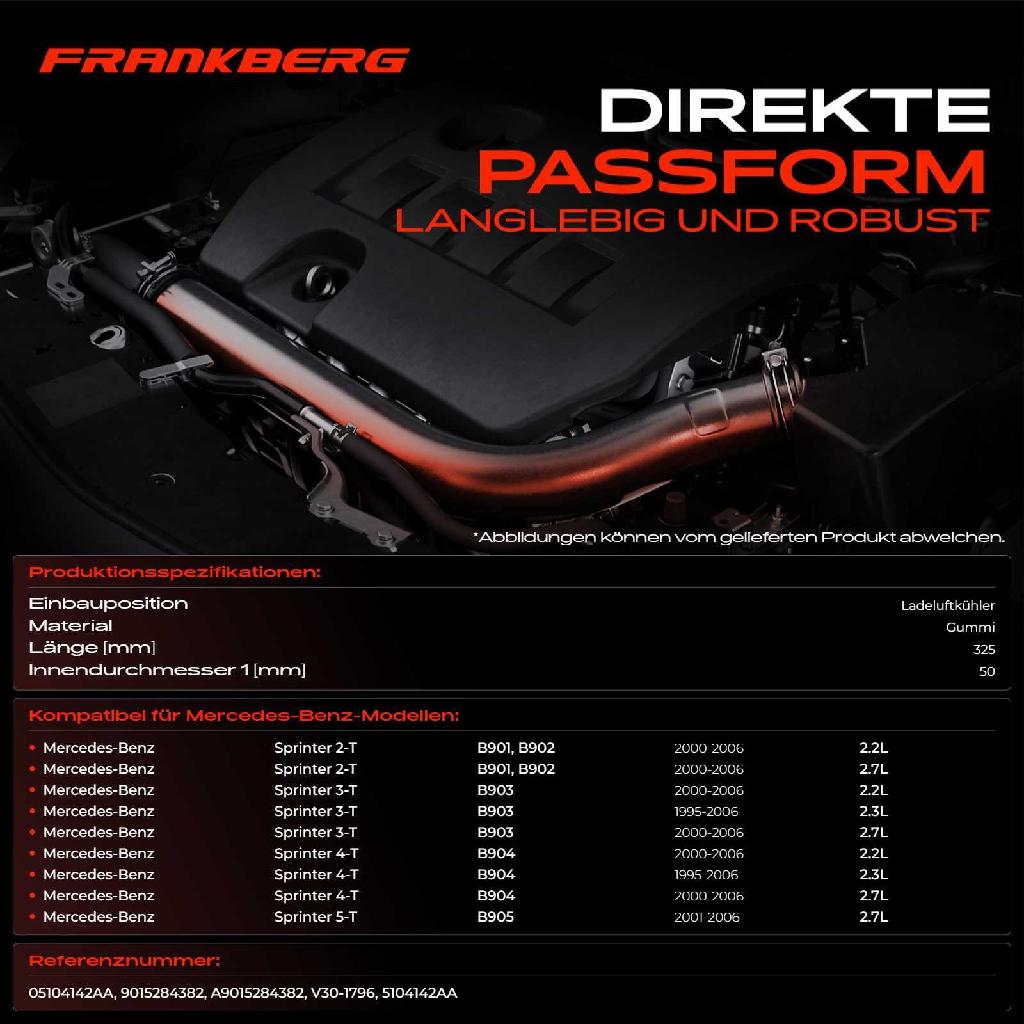 1x Kühlerschlauch Turboschlauch für Mercedes-Benz Sprinter 2-T Bus Kasten B901 B902 Sprinter 3-T Bus B903