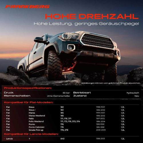 Frankberg 1x Servopumpe hydraulisch für Fiat Punto Palio Brava Marea Lancia Y 1.2L Bild Frankberg 1x Servopumpe hydraulisch für Fiat Punto Palio Brava Marea Lancia Y 1.2L