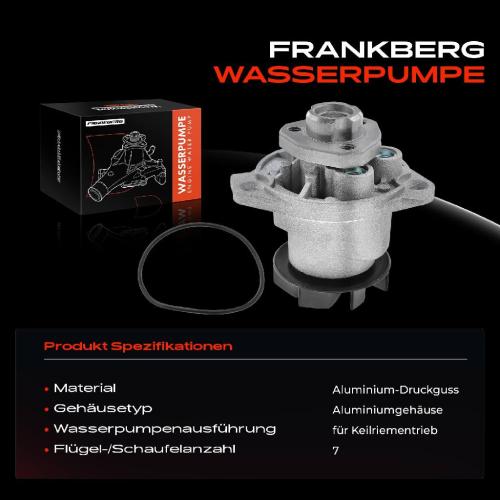 Frankberg 1x Wasserpumpe Kühlwasserpumpe für VW Golf V IV Touareg CC Passat Bora Audi A3 Q7 Seat Leon Skoda Bild Frankberg 1x Wasserpumpe Kühlwasserpumpe für VW Golf V IV Touareg CC Passat Bora Audi A3 Q7 Seat Leon Skoda