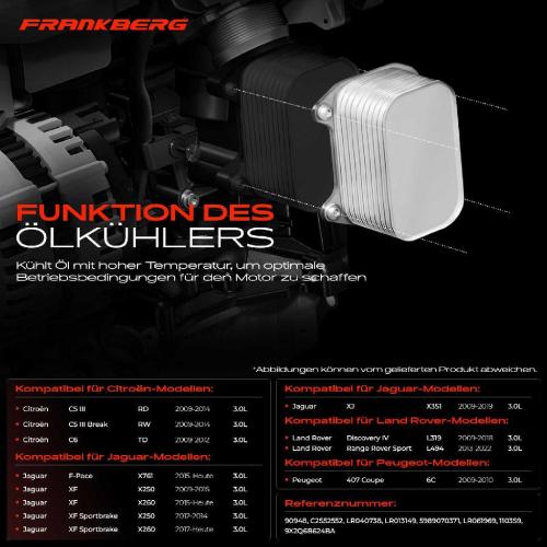 1x Ölkühler Motoröl für Citroën C5 C6 Jaguar XF XJ Land Rover Range Rover Bild 1x Ölkühler Motoröl für Citroën C5 C6 Jaguar XF XJ Land Rover Range Rover
