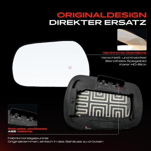 1x Spiegelglas Außenspiegel links für Ford Fiesta V Van JD JH Fusion JU Bild 1x Spiegelglas Außenspiegel links für Ford Fiesta V Van JD JH Fusion JU