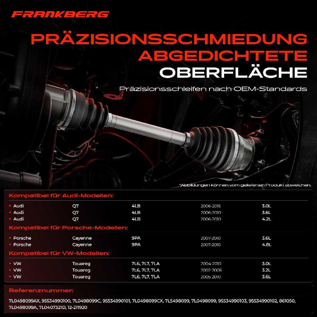 1x Antriebswelle Gelenksatz Vorderachse für VW Touareg 7L Audi Q7 4LB Porsche Cayenne 9PA