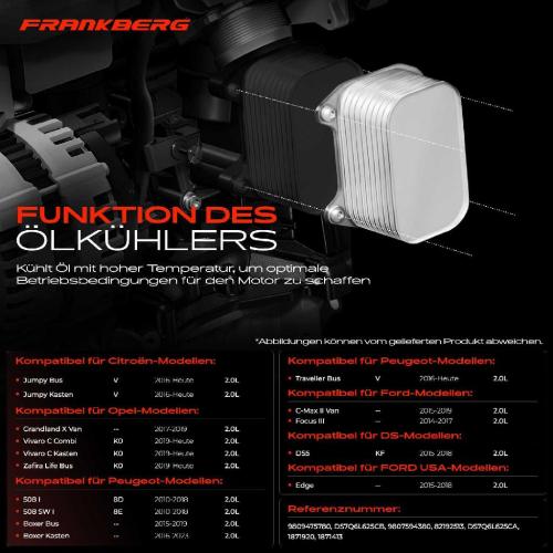 1x Ölkühler Motoröl für Ford Focus Kuga Opel Zafira Citroën C4 Peugeot 3008 Bild 1x Ölkühler Motoröl für Ford Focus Kuga Opel Zafira Citroën C4 Peugeot 3008