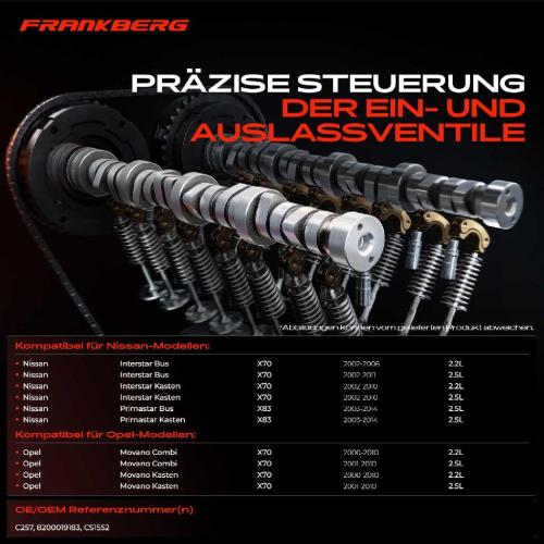 Frankberg 1x Nockenwelle für Nissan Interstar Bus Kasten Opel Movano Vivaro Renault Espace Bild Frankberg 1x Nockenwelle für Nissan Interstar Bus Kasten Opel Movano Vivaro Renault Espace