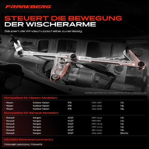 Frankberg 1x Wischergestänge Vorne für Renault Kangoo Express Nissan Bild Frankberg 1x Wischergestänge Vorne für Renault Kangoo Express Nissan