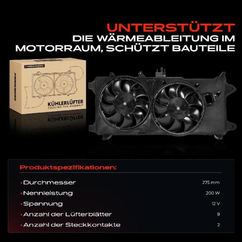 Frankberg 1x Motorkühller Doppellüfter mit Kühlerlüfterrahmen Fiat Doblo Kasten/MPV 1.9L 1.2L Bild Frankberg 1x Motorkühller Doppellüfter mit Kühlerlüfterrahmen Fiat Doblo Kasten/MPV 1.9L 1.2L