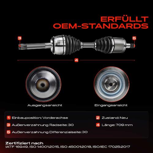 1x Antriebswelle Vorderachse für Toyota Land Cruiser 100 J1 4.2L 4.7L 1998-2007 Bild 1x Antriebswelle Vorderachse für Toyota Land Cruiser 100 J1 4.2L 4.7L 1998-2007