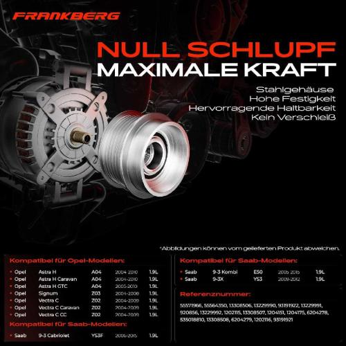 1x Generatorfreilauf Lichtmaschine für Opel Astra H Signum Vectra C Zafira Saab 9-3 Bild 1x Generatorfreilauf Lichtmaschine für Opel Astra H Signum Vectra C Zafira Saab 9-3