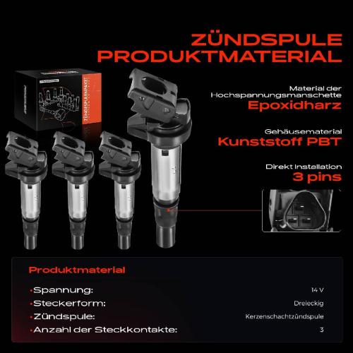 Frankberg 4x Zündmodul Zündspule für BMW 1er F20 F21 3er Touring F30 F80 F31 MINI R56 R57 R55 R60 R58 R61 R59 Bild Frankberg 4x Zündmodul Zündspule für BMW 1er F20 F21 3er Touring F30 F80 F31 MINI R56 R57 R55 R60 R58 R61 R59