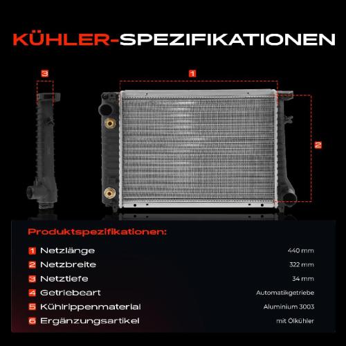 1x Kühler Wasserkühler Motorkühler für BMW E30 320i 325i 87-93 Bild 1x Kühler Wasserkühler Motorkühler für BMW E30 320i 325i 87-93