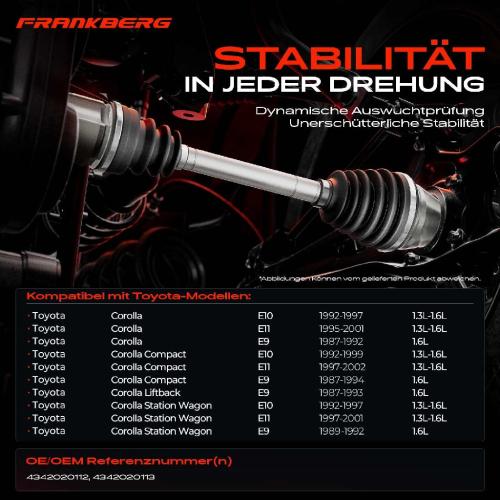 Frankberg 1x Antriebswelle Vorderachse Links für Toyota Corolla E9 E10 E11 1987-2002 Bild Frankberg 1x Antriebswelle Vorderachse Links für Toyota Corolla E9 E10 E11 1987-2002
