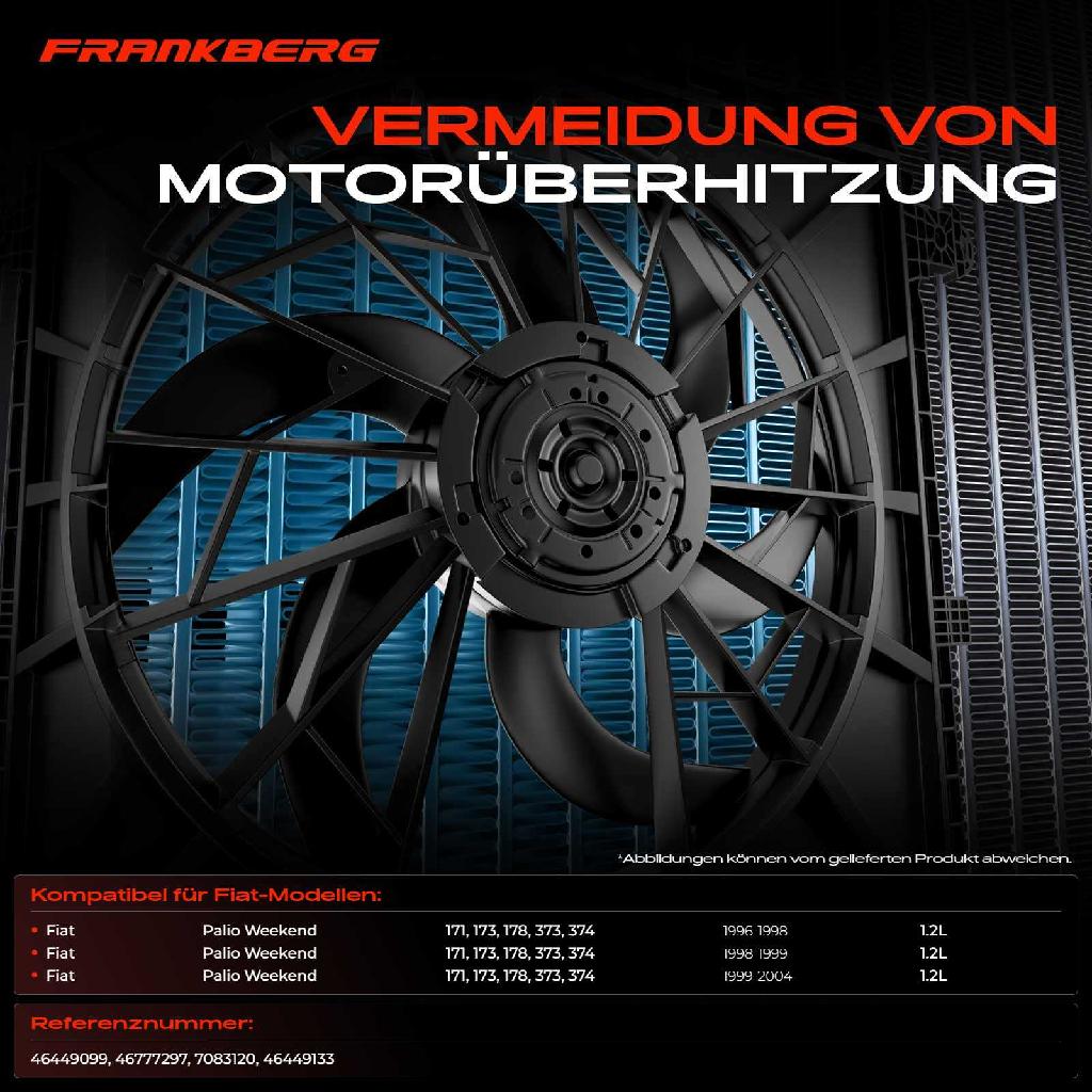 1x Motorkühller Einfachlüfter ohne Kühlerlüfterrahmen Fiat Palio Weekend 171 173 178 373 374 1.2L