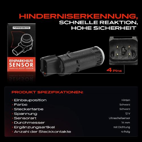 Frankberg 1x Parksensor PDC Sensor Hinten für Peugeot 308 L3 LB LH LP LW KIA Cee'D Schrägheck Bild Frankberg 1x Parksensor PDC Sensor Hinten für Peugeot 308 L3 LB LH LP LW KIA Cee'D Schrägheck