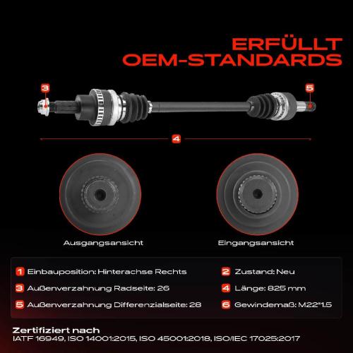 1x Antriebswelle Hinterachse Rechts für Jaguar X-Type Estate X400 2001-2009 Bild 1x Antriebswelle Hinterachse Rechts für Jaguar X-Type Estate X400 2001-2009