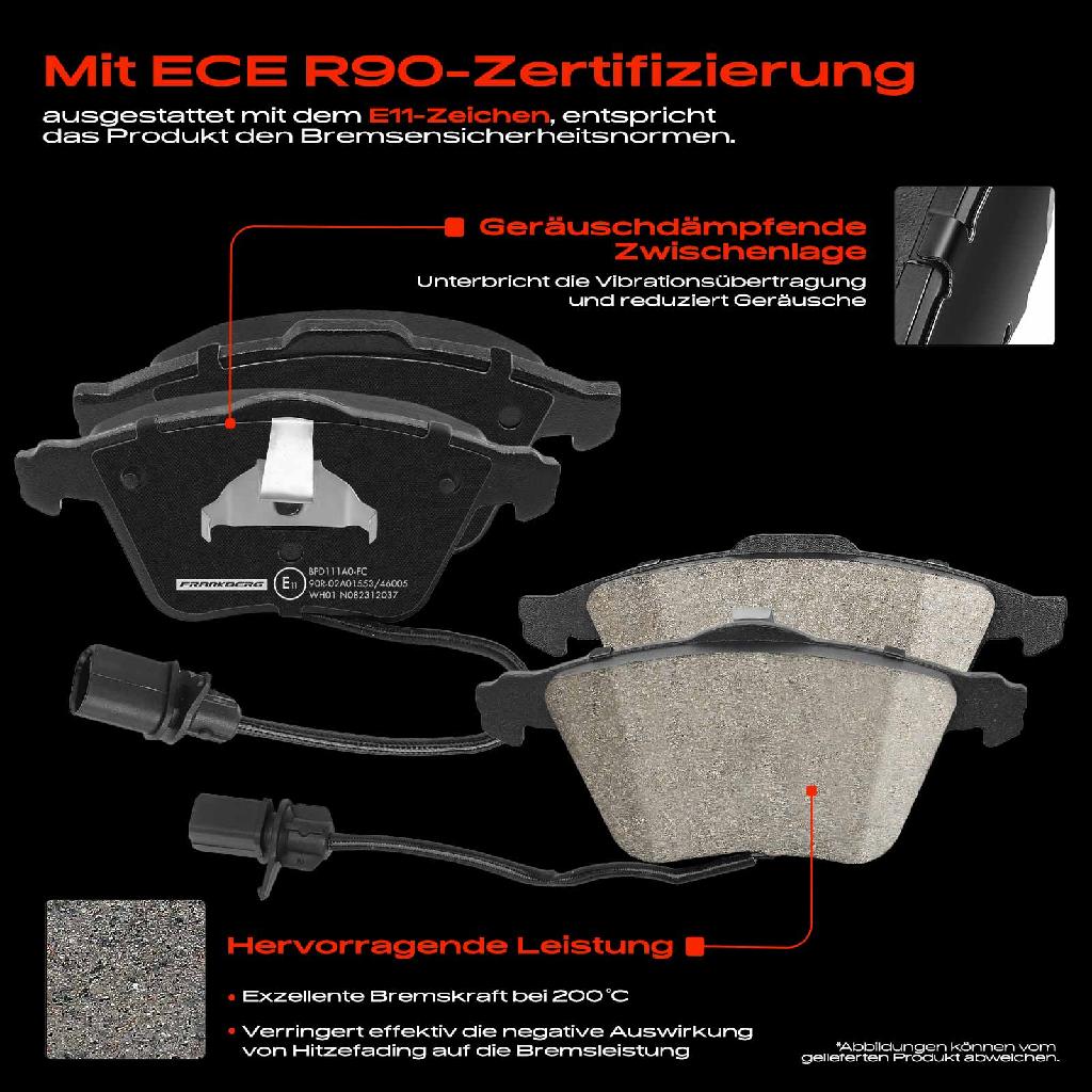 4x Bremsbeläge Vorderachse für Audi A4 Avant Cabriolet 8E2 8EC A6 Allroad 1.8L 2.0L 2000-2011