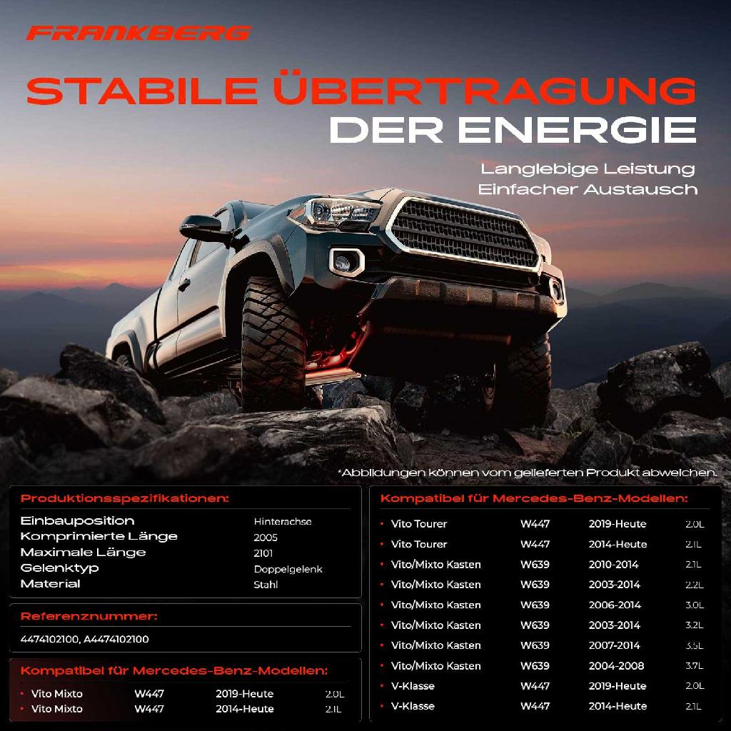 1x Kardanwelle Gelenkwelle Hinterachse für Mercedes-Benz Vito Mixto (Double Cabin) W447 W639 W447