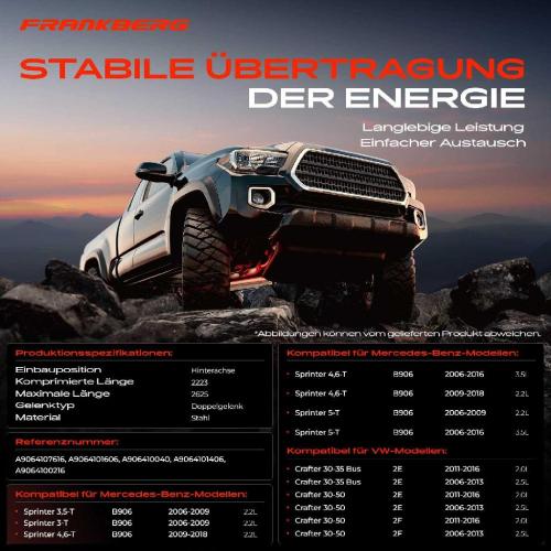 1x Kardanwelle Gelenkwelle Hinterachse für Mercedes-Benz Sprinter 3,5-T Bus Kasten Pritsche/Fahrgestell B906 Bild 1x Kardanwelle Gelenkwelle Hinterachse für Mercedes-Benz Sprinter 3,5-T Bus Kasten Pritsche/Fahrgestell B906