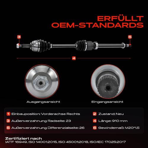 Frankberg 1x Antriebswelle Vorderachse Rechts für Renault Clio IV BH KH 2013-2021 0.9L Bild Frankberg 1x Antriebswelle Vorderachse Rechts für Renault Clio IV BH KH 2013-2021 0.9L